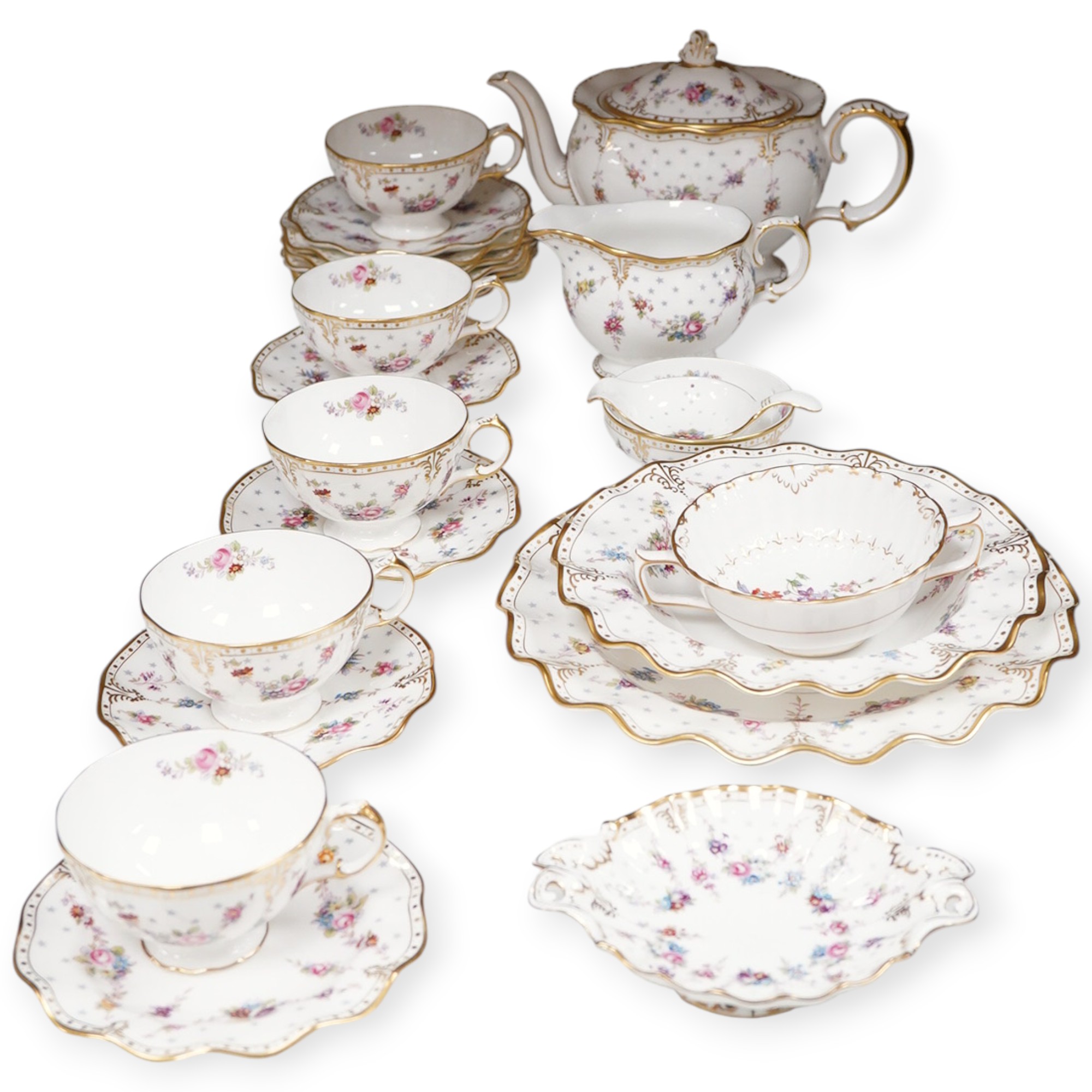 A Royal Crown Derby Royal Antoinette tea set